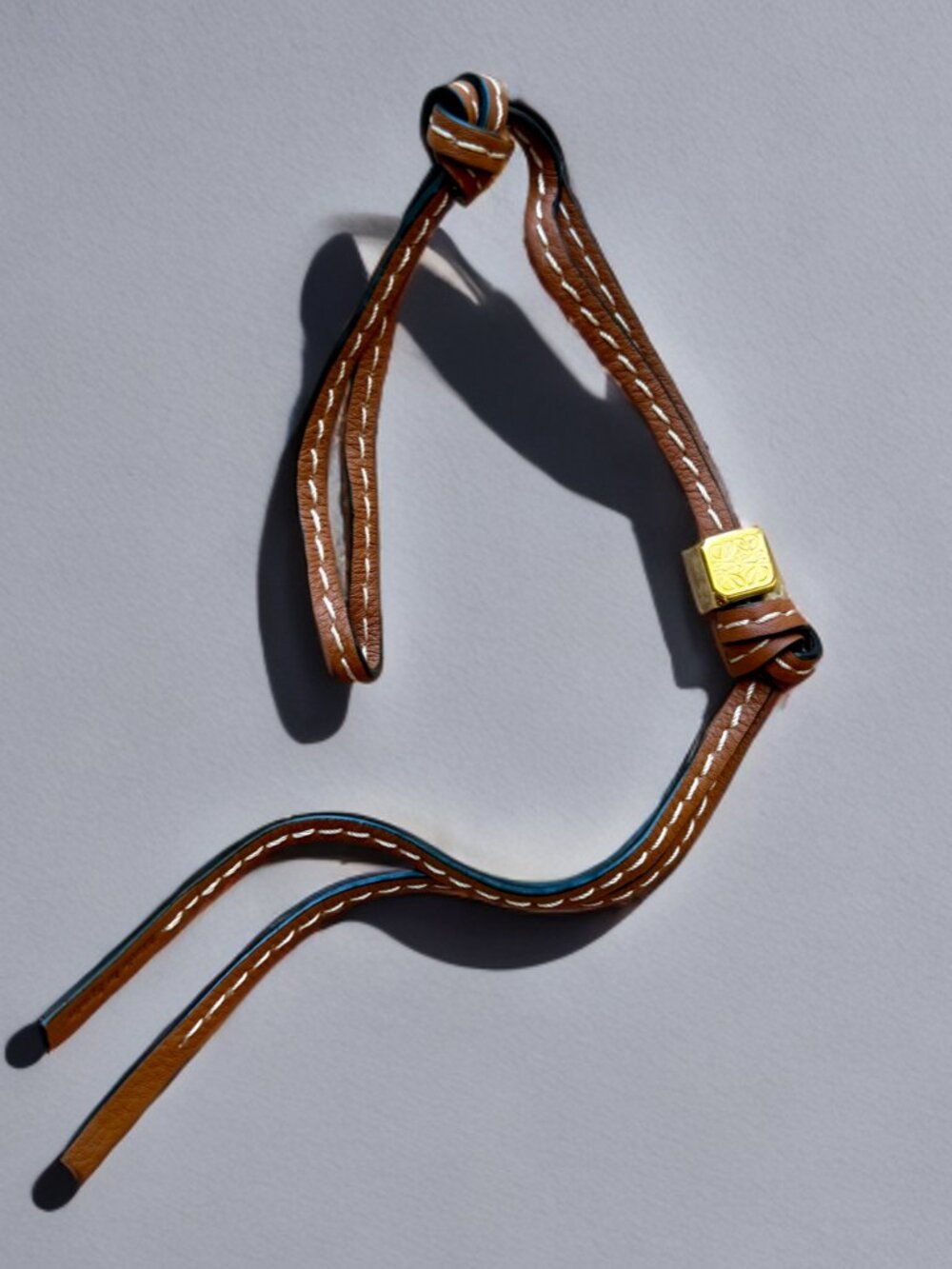 Loewe Brown Leather Gold Anagram Dice Personalization Bag Charm